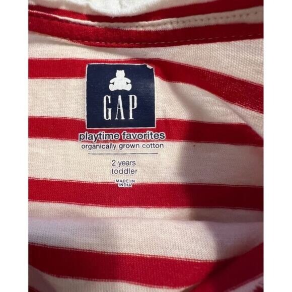 GAP Playtime favorites Striped Top Toddler Size 2 Red Cream Stripe Long - Picture 3 of 4